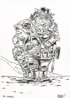 JUDGE DREDD - THE CURSED EARTH - Osprey games - card art 17 - Rufus Dayglo Comic Art